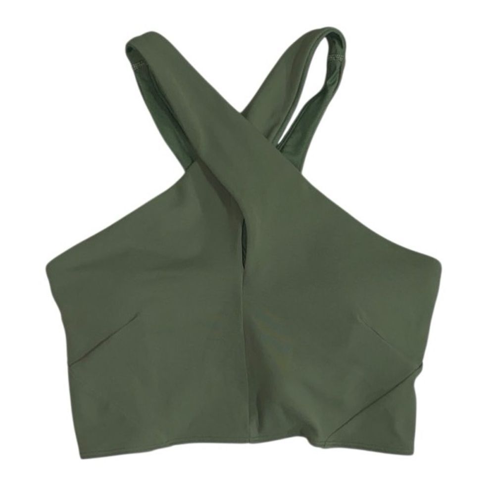 Lululemon Nulu Wrap-Front Longline Bra Green Twill Size 6 Light Support A/B - Picture 2 of 14